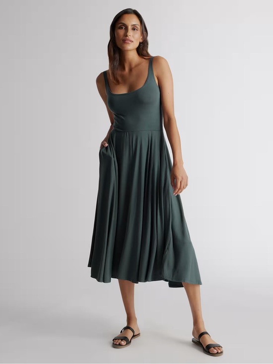 Quince Dresses & Skirts - Quince Tencel Jersey Fit & Flare Dress in Dark Olive